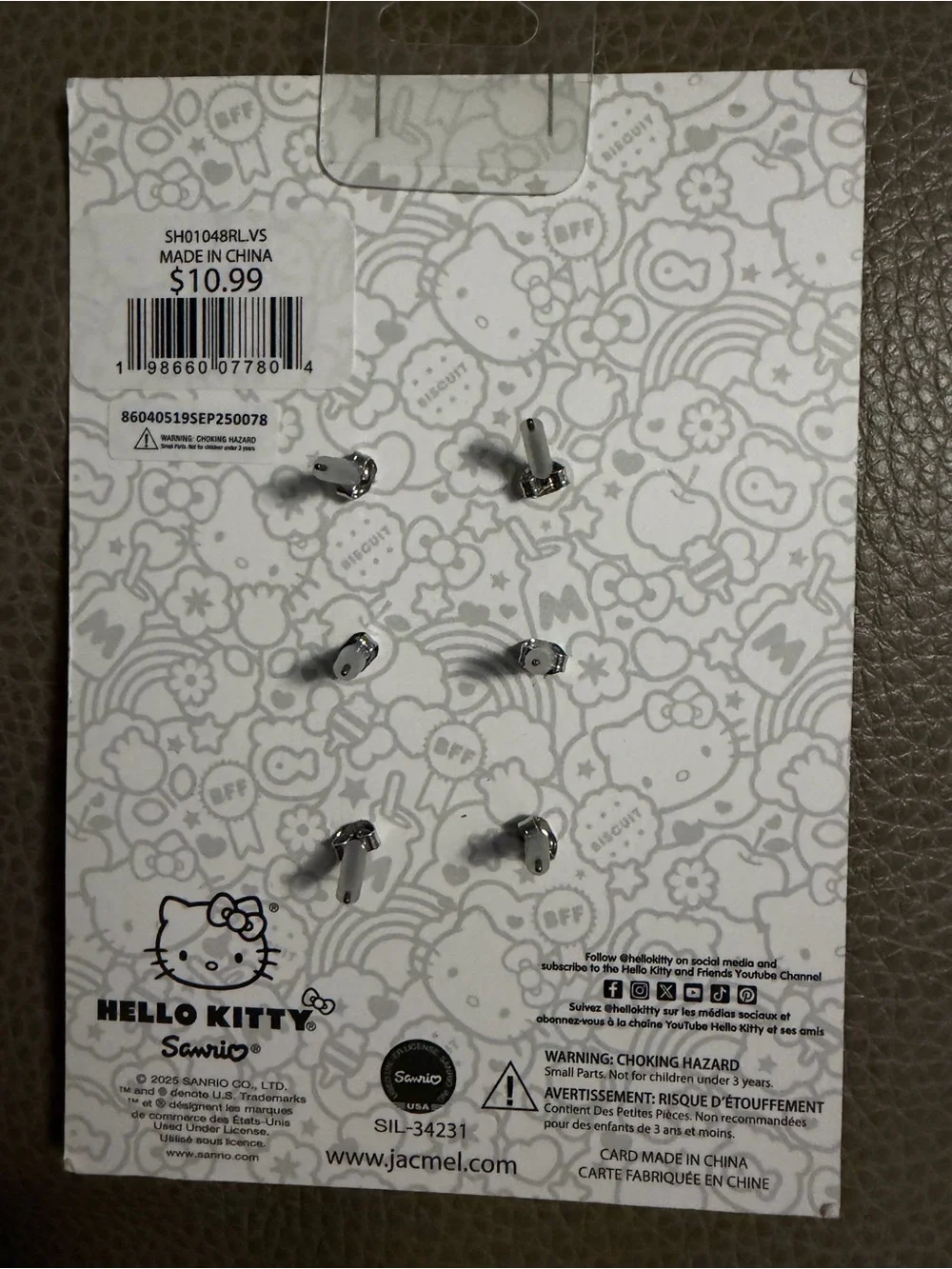 Hello Kitty Pink and Red Kids Earring Set - 3 Pairs (Pierced ears)